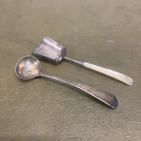 English Antique Georgian Sterling Silver Tea Caddy Spoon 1810 Birmingham & Salt Spoon Robert Rutland London 1811