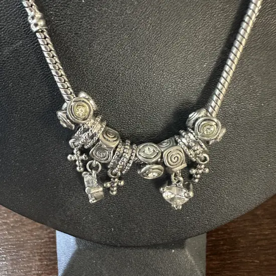 Snake Chain Necklace With Assorted Charms