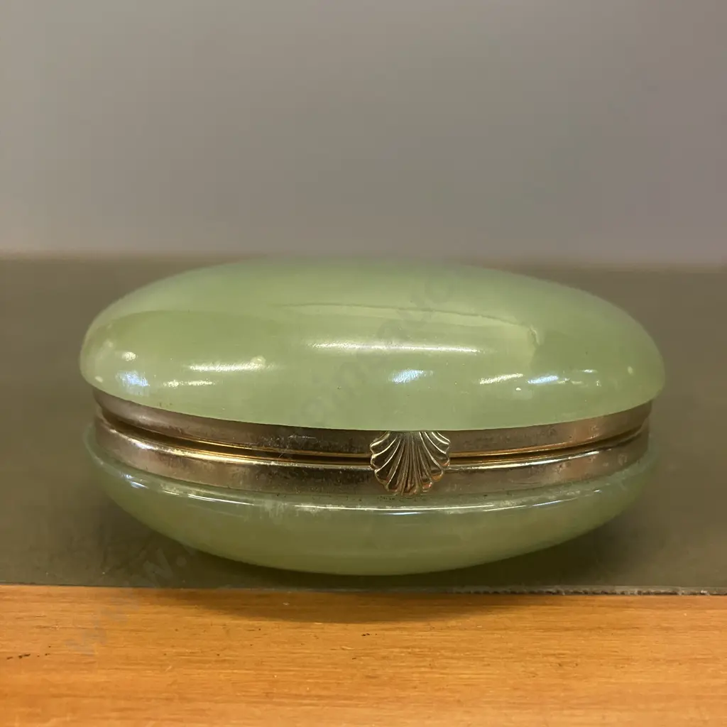 Vintage GSE Ottone Garantito Italian Alabaster Hinged Trinket Box Image 1++