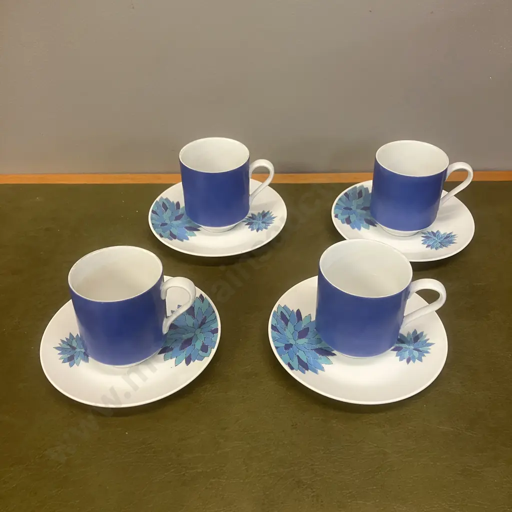 Mikasa Eclipse Ultramarine Blue Cups & Estron Saucers x 4 Image 1++