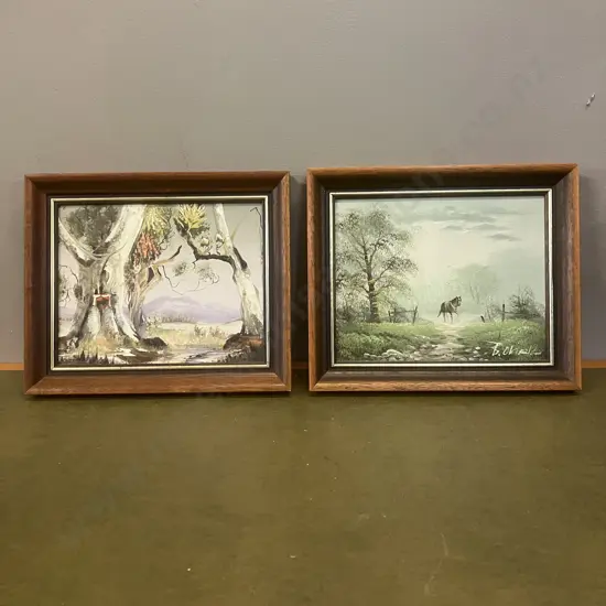 Pair of Vintage South African Oil Paintings, Framed 25 x 30cm
