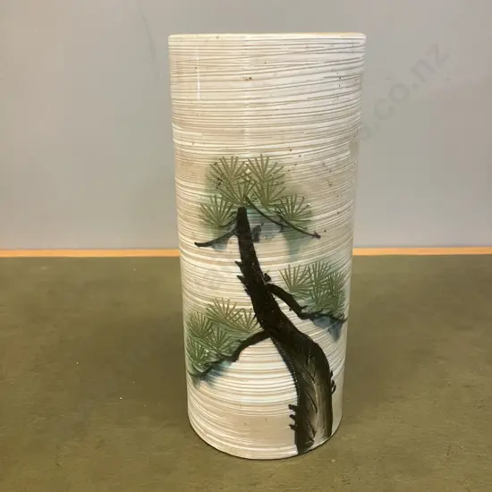 Vintage Japanese Ceramic Flower Sleeve / Decorative Vase c1980s. H24cm