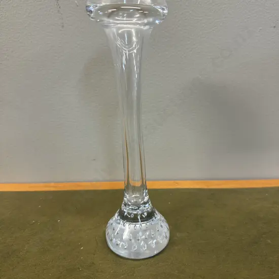 Vintage Hand Blown Art Glass Vase. Bubble base. H22.5cm.