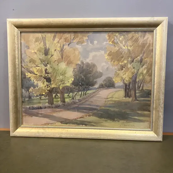 JC Robertson 1930s Cornwall Park - Auckland, Original Water Colour, Framed 42 x 54cm