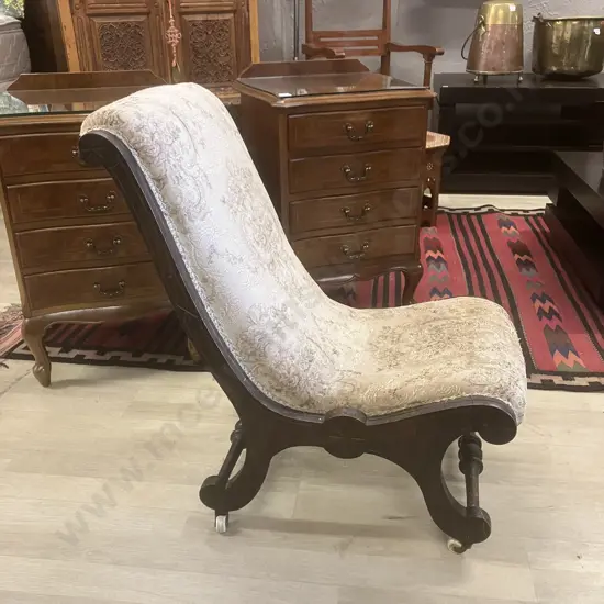 Victorian Antique Mahogany Slipper Chair