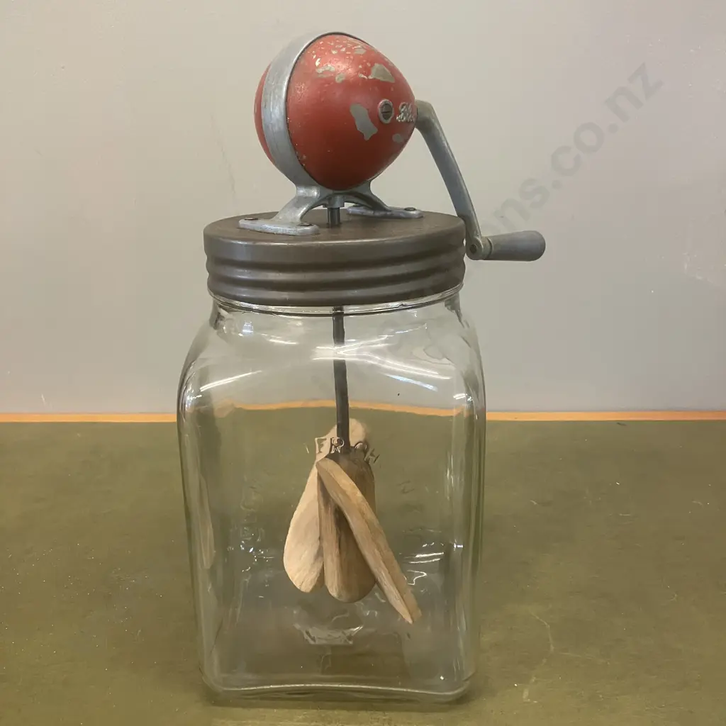 1940s Blow Butter Churn 3/30 Made In England - 3 Imperial Quarts, British Regd.856612. H33cm Image 1++