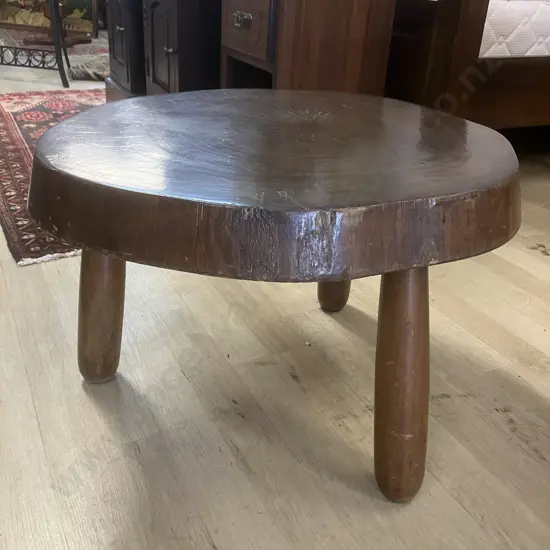 Natural Wood Ring Topped Table. H39 W58 D55cm