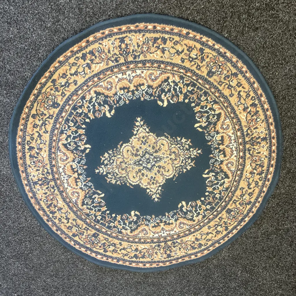 120cm Round Floor Rug Beige / Blue / Tan Colours Image 1++