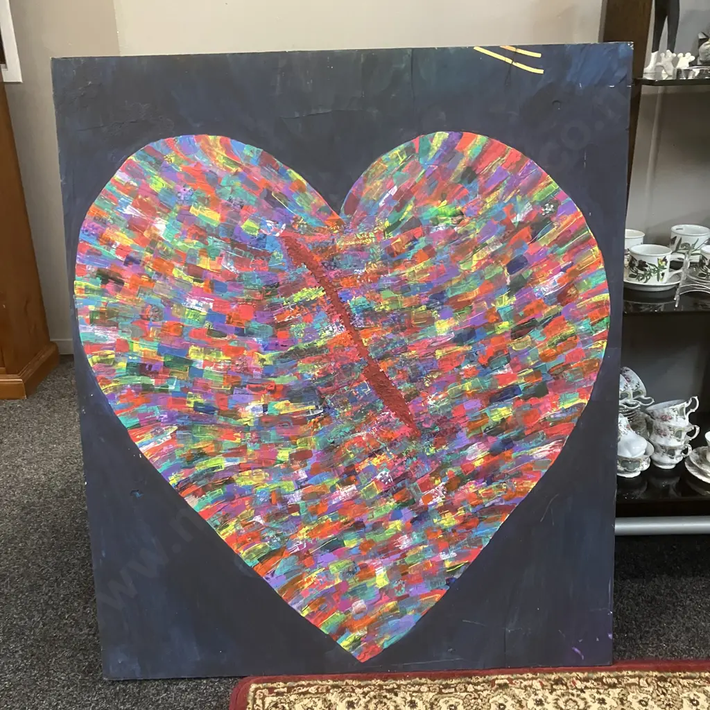 'The Heart' Gemma Lopes Original Artwork - Acrylic On Recycled Pallet Top. H113 W97 D1cm Image 1++