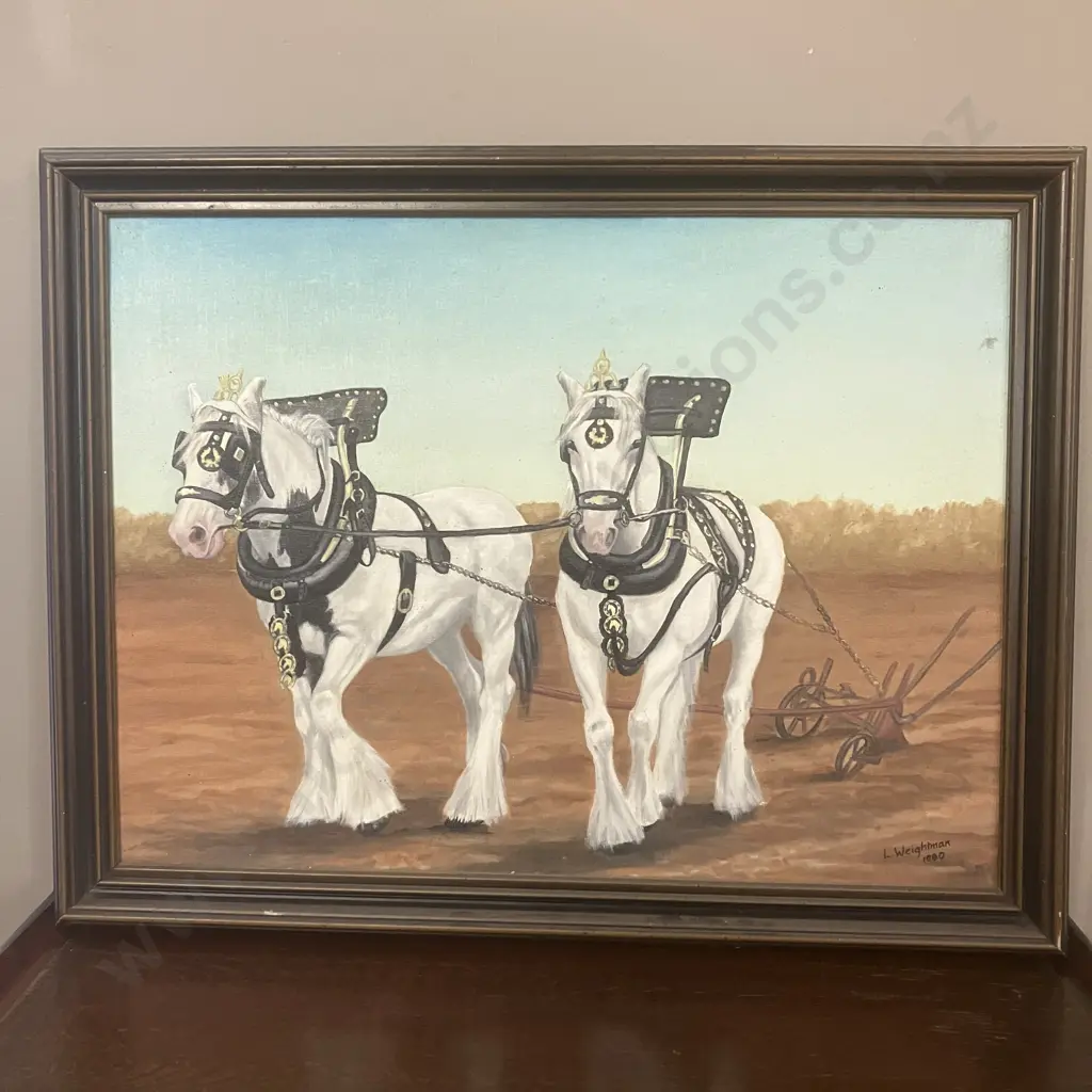 L Weightman "Shires" Kaikohe Original Oil On Board. 53 x 69cm Image 1++