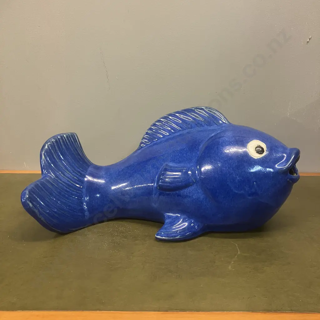 Blue Ceramic Ornamental Fish. 19 x 42cm Image 1++