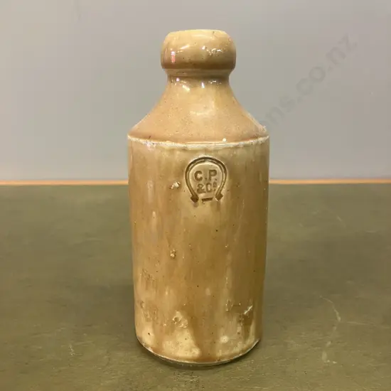 Horseshoe Charles Pocock  Impressed Stoneware Bottle (New South Wales) c1880's. H17cm