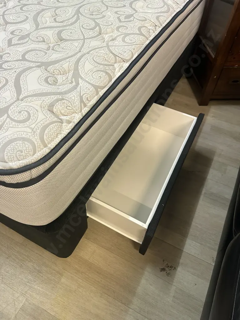 Melrose King Size Bed - Sleep Smart Medium Mattress With Medium Drawer Black Base Image 1++