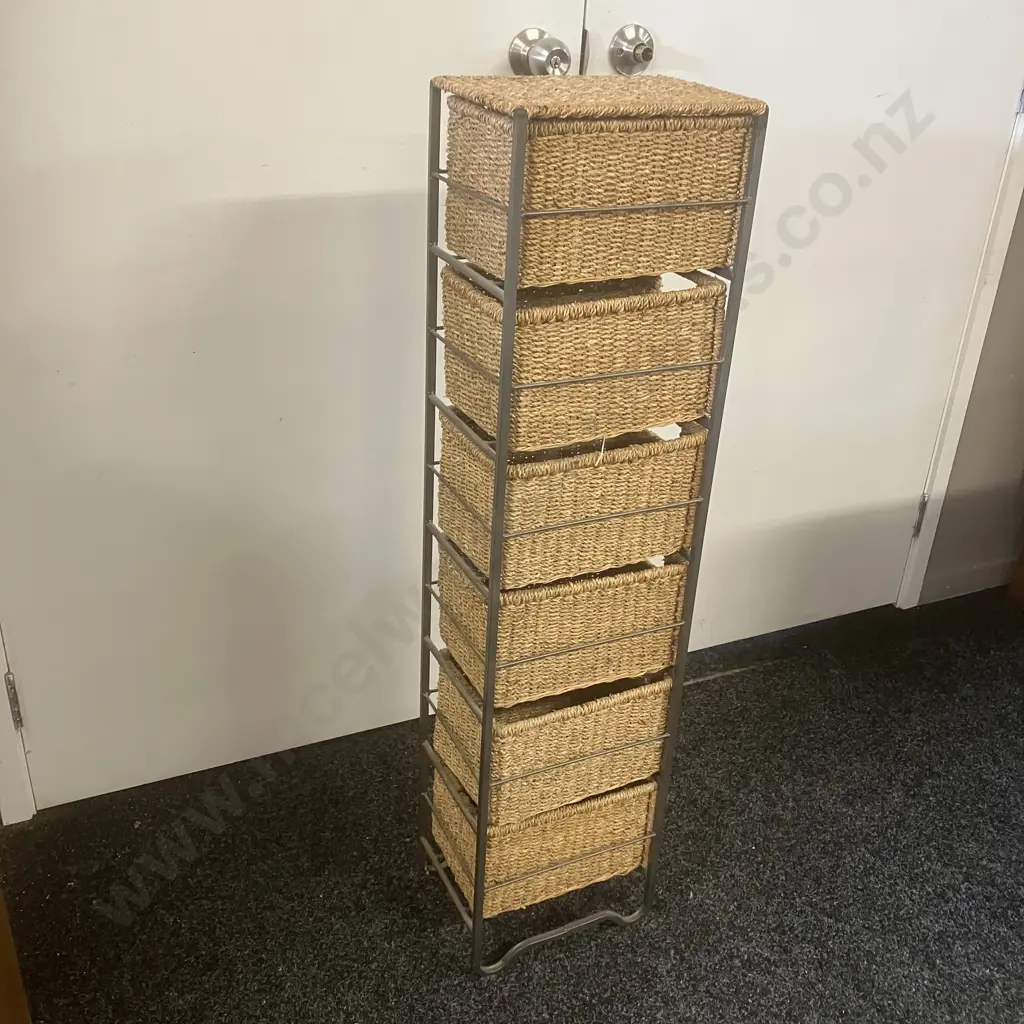 Seagrass 6 Drawer Storage Tower. H107 W20 D26.5cm Image 1++
