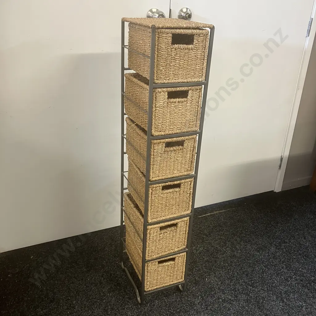 Seagrass 6 Drawer Storage Tower. H107 W20 D26.5cm Image 1++