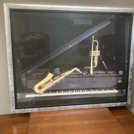 Vintage 1980s Jim Shick Photography "Lights Out" Framed Art Print. 63 x 78cm