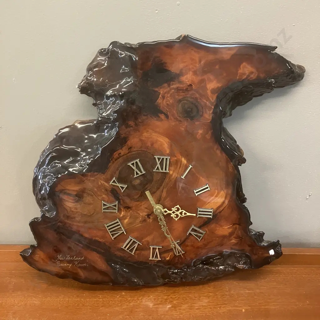 New Zealand Swamp Kauri Clock - Dorma Villa Productions. 44 x 43.5cm Image 1++