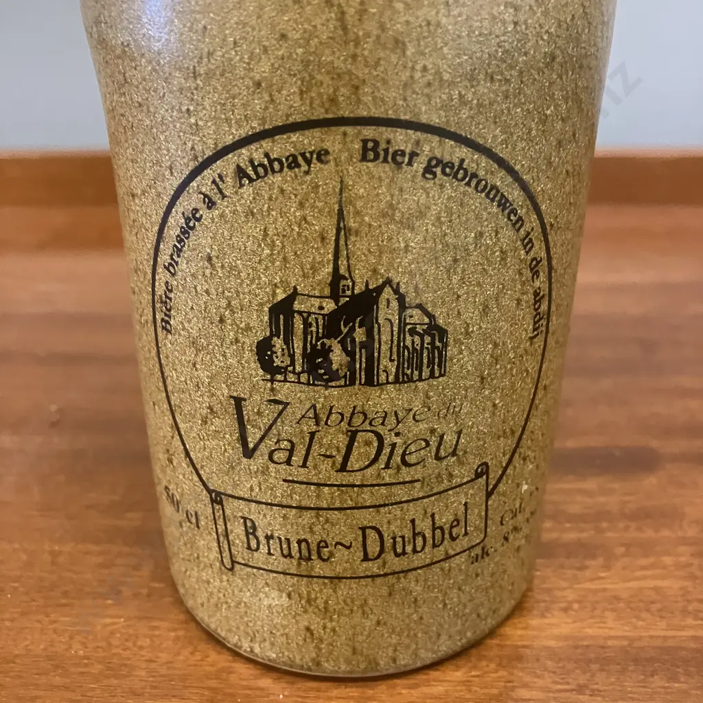 Vintage Abbay Val-Dieu Brune-Dubbel Stoneware Beer Bottle. H17cm Image 1++