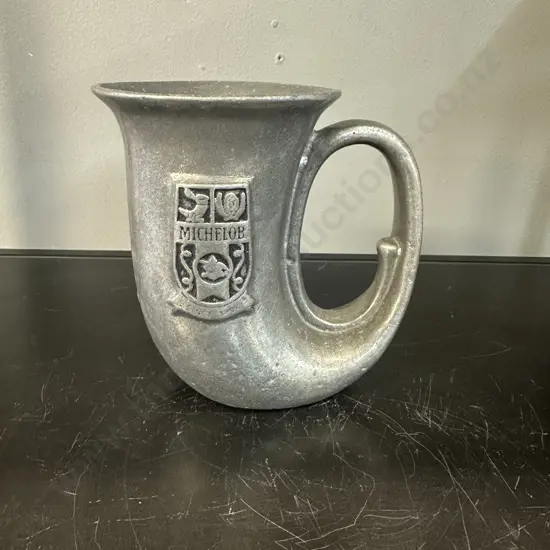 Vintage Wilton Armetale Michelob Pewter French U.S.A Horn Beer Stein
