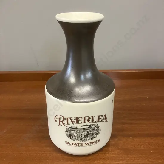 Vintage Collectable 'Riverlea Estate Wines' Stoneware Wine Carafe. H23cm