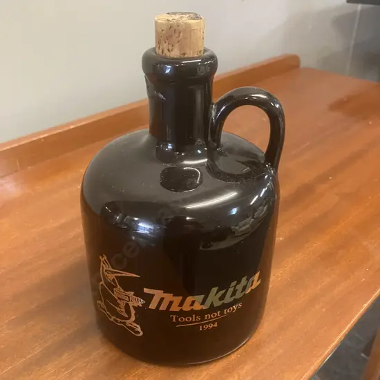 Vintage Scarce  'Makita Tools Not Toys 1994 ' Promotional Very Old Tawny Port Stoneware Jug. H16cm
