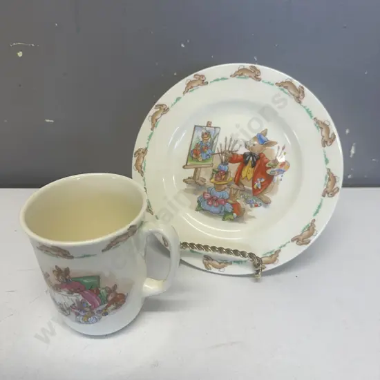Vintage Royal Doulton Bunnykins 1936 Plate & Cup, Fine Bone China England
