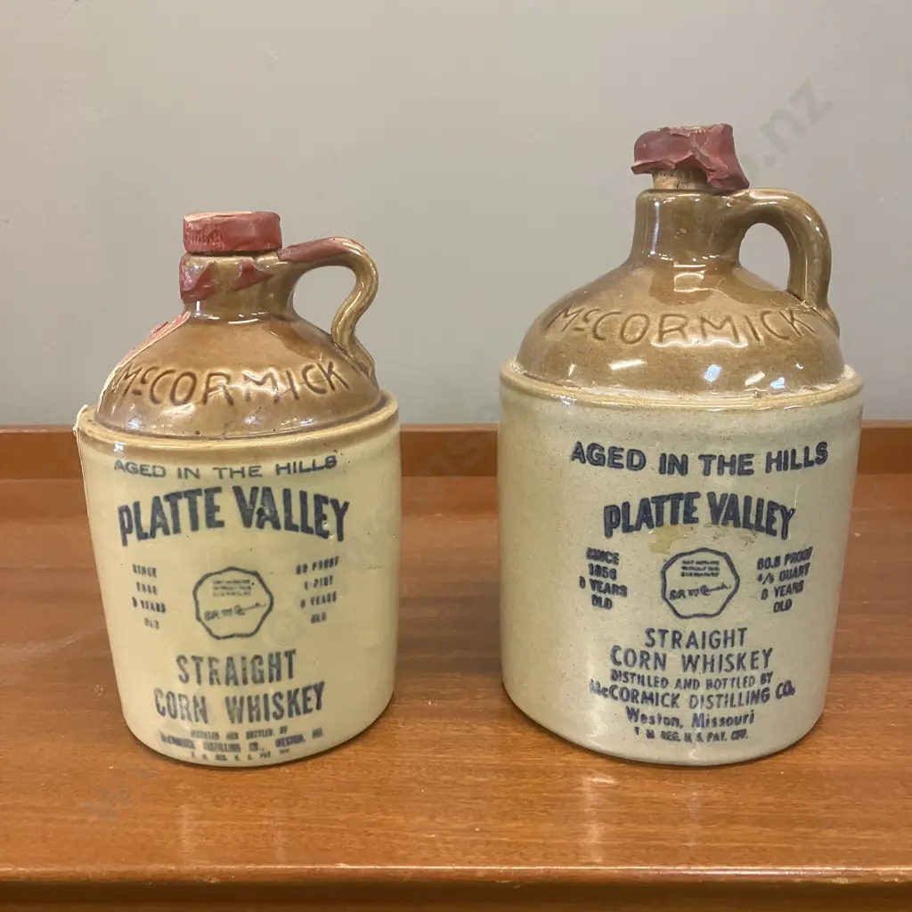 Vintage McCormick Platte Valley Straight Corn Whiskey Jugs x 2 Image 1++