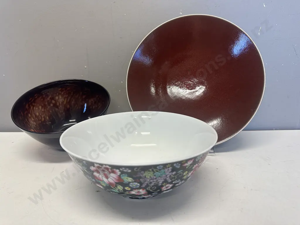 Art Glass Turtoise Shell Patterned Bowl, French Pottery Bowl & Oriental Detailed Bowl Image 1++