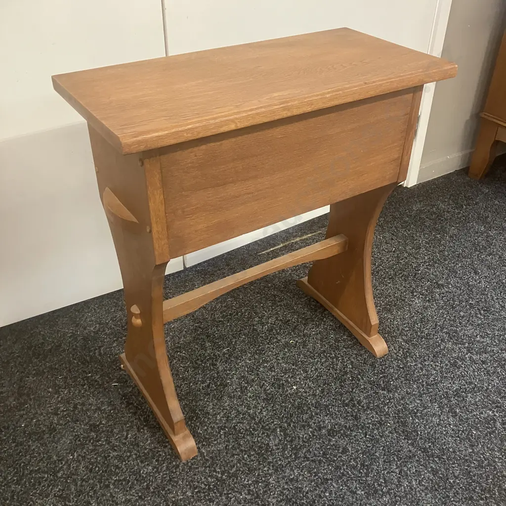 Oak Side Table With Hinged Lid. H62 W56.5 D27.5cm Image 1++