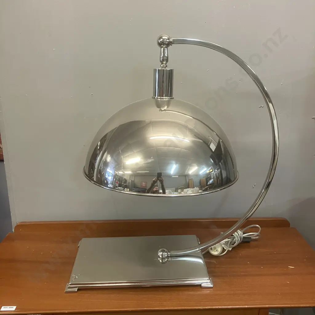 "Eunice Taylor" Curved Desk Lamp - Chrome Metal. 59 x 53cm Image 1++