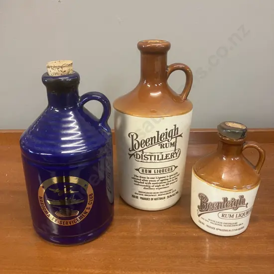 Beenleigh Rum Liqueur x 2 & Narooma Ex-Servicemens Club Tawny Port Stoneware Jugs