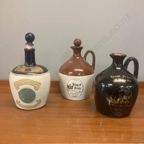 King of Scots & Kings Ransom Stoneware Jugs x 3