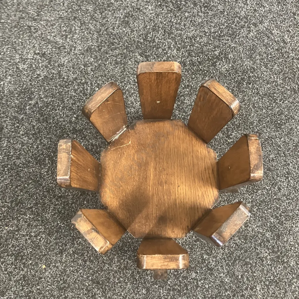 Vintage Oak Octagonal Plant Stand. 35 x 40cm Image 1++