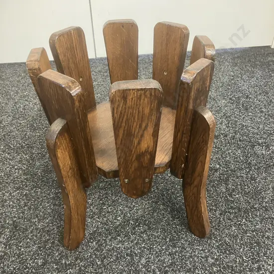 Vintage Oak Octagonal Plant Stand. 35 x 40cm