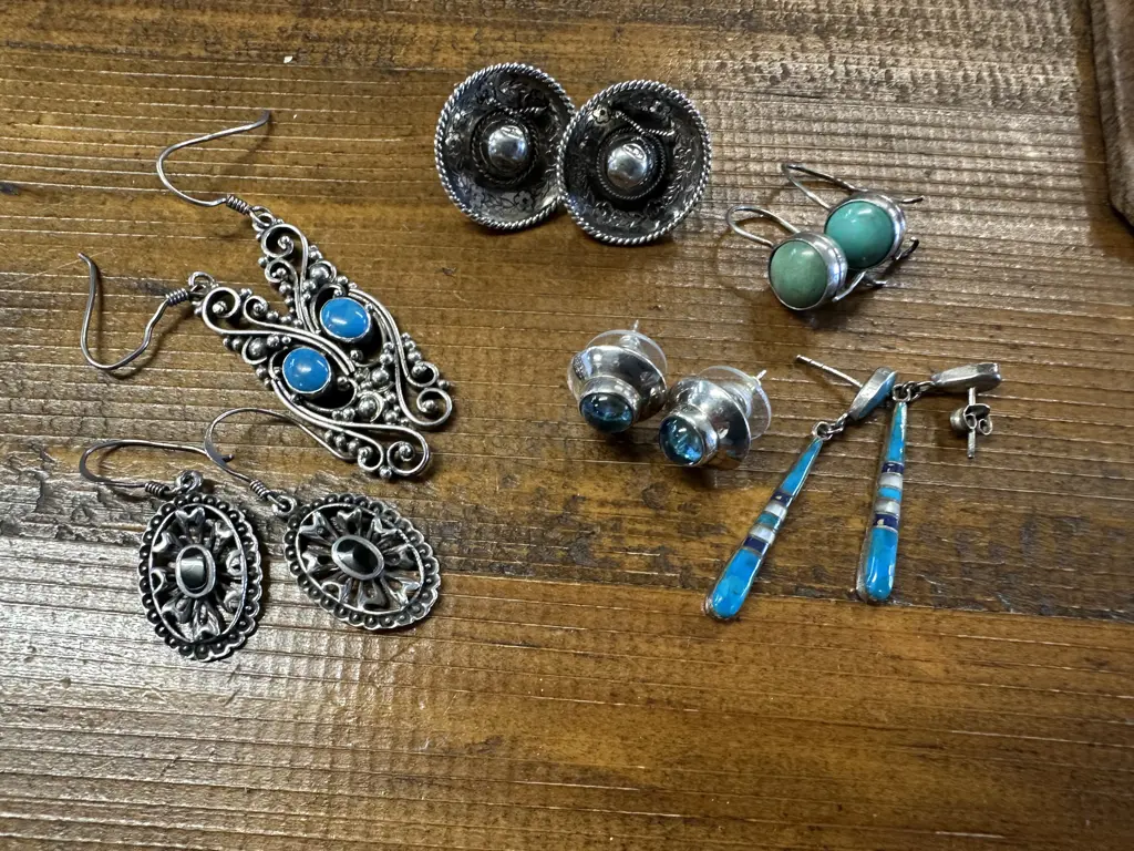 Selection Of Earrings Including Stamped Silver Image 1++