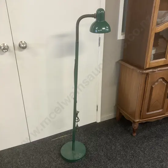 Green Pedestal Floor Lamp With Adjustable Head. H135cm