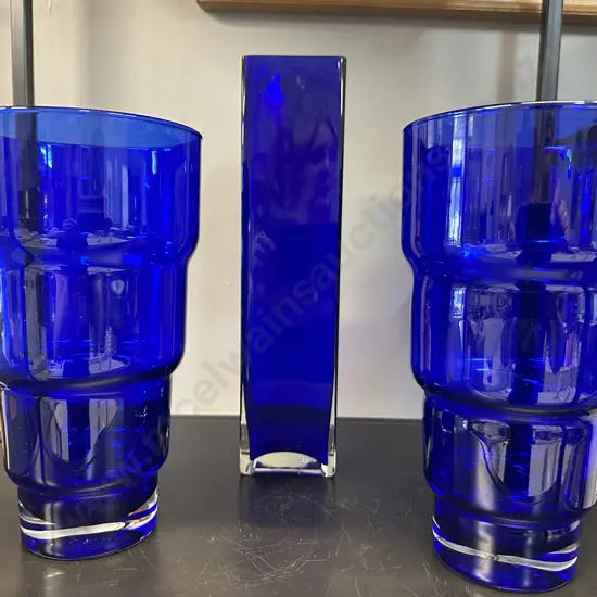 Vintage Blue Glass Vases