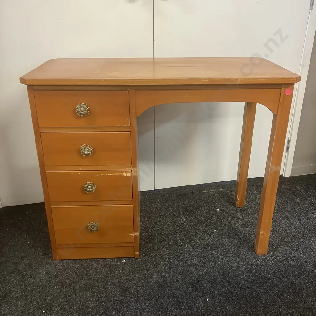Solid Wood 4 Drawer Students Desk. H77 W95 D46.5cm (Top Split) Image 1++