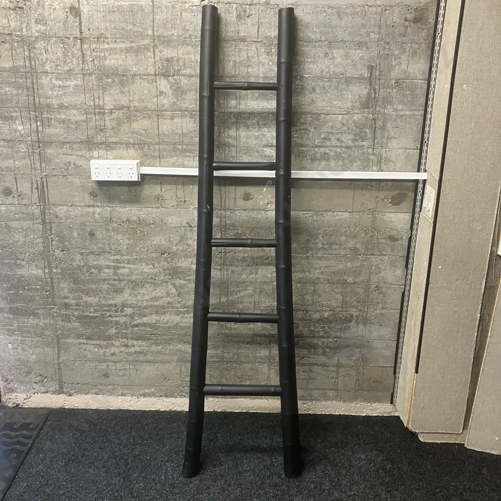 Black Bamboo Look Ladder - Plastic. H183cm Image 1++