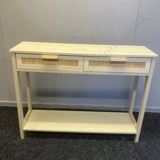 Hamilton Console Table, 2 Drawer With Cane Detail & Lower Shelf. H75 W100 D30cm