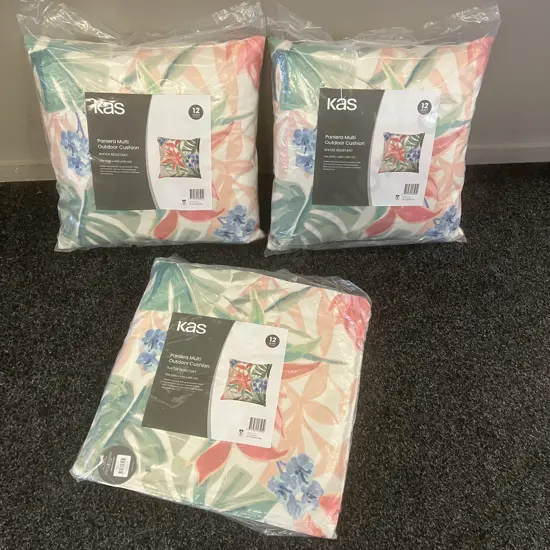 Three New Kas Paniera Multi Water Resistant Outdoor Cushions. 50 x 50 x 15cm
