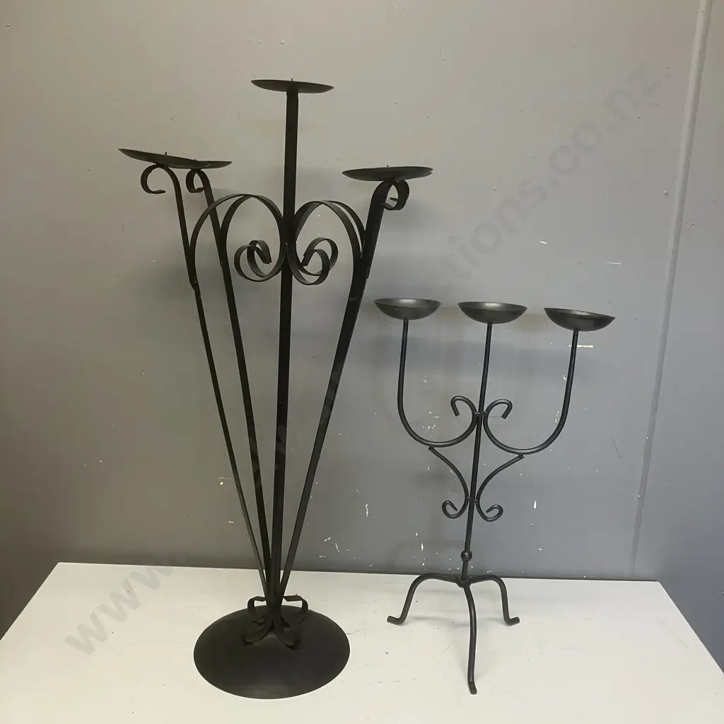 Pair of Black Steel Candlesticks. H50 & H75cm Image 1++