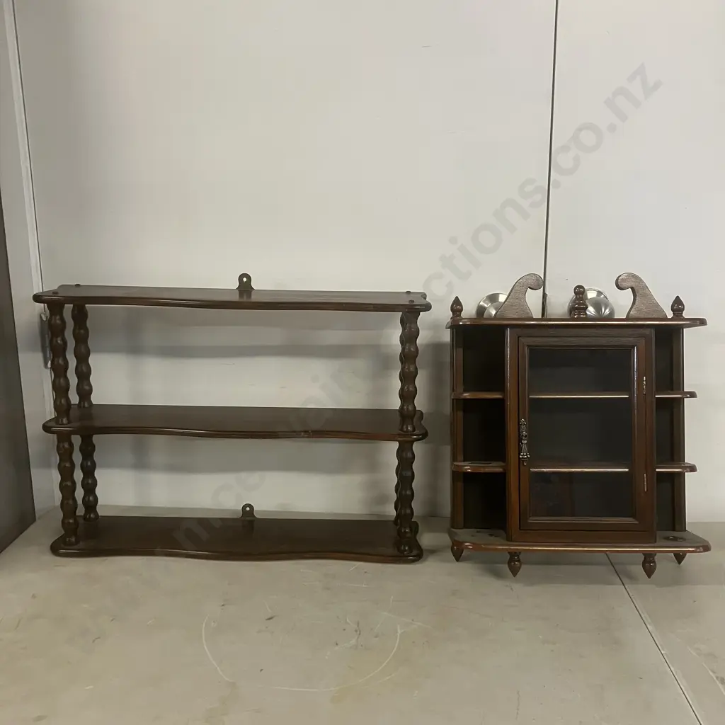 Wooden Trinket Shelf & Trinket Cabinet With Glass Door - Wall Mounted Image 1++