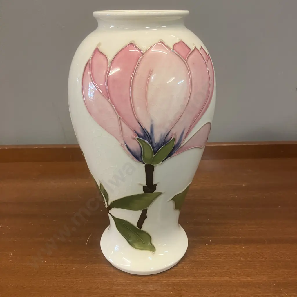 Moorcroft Magnolia Pattern Baluster Shape Vase. Signed. 26cm (As Found) Image 1++