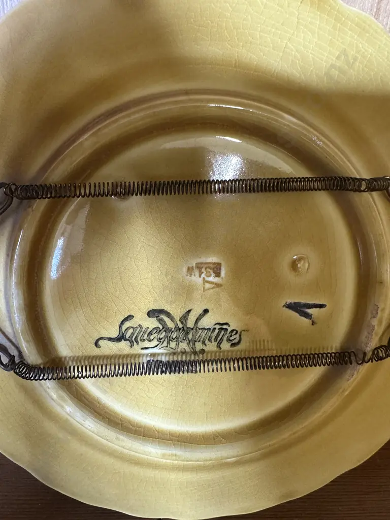 Sarreguemines French Majolica Grape & Leaf Fruit Plate Dia20cm.  Image 1++