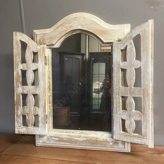 Whitewash Window Shutter Wall Mirror. 60 x 43cm