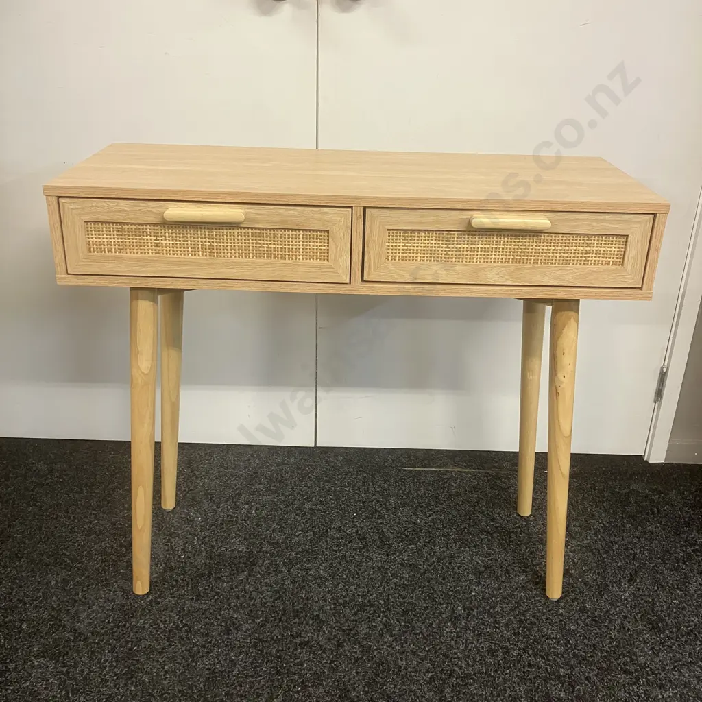 Two Drawer Console Table With Cane Detail. H78 W90 D36cm Image 1++