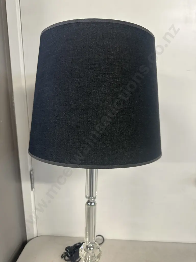 Recollections Table Lamp Streamlined Clear Pillar With Black Shade Image 1++