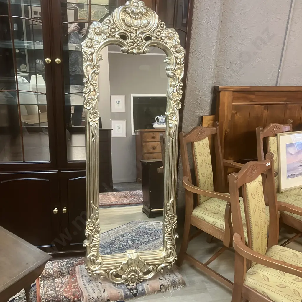 Silver Coloured Ornate Wall Mirror. L167 W59 D5.5cm Image 1++