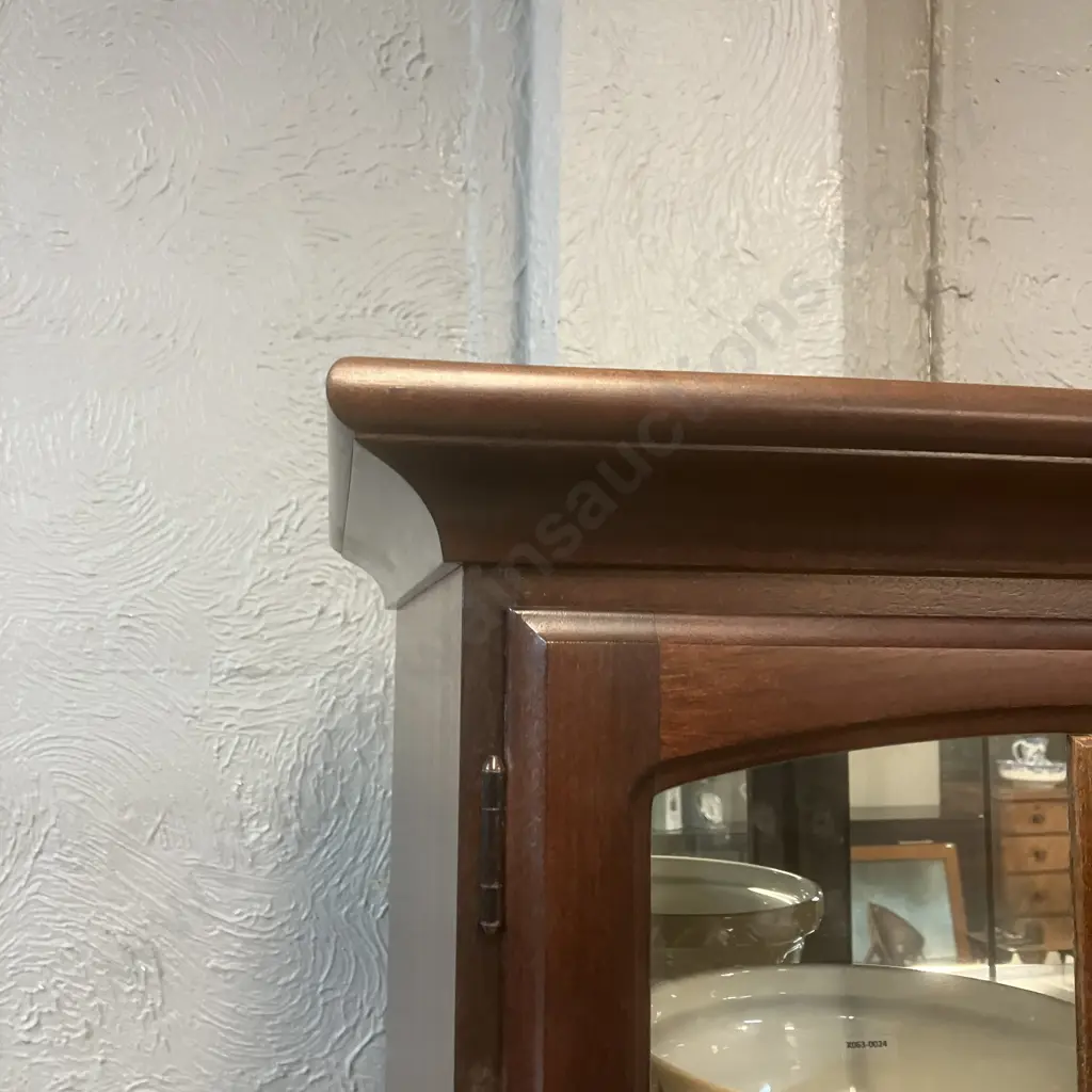 Mahogany 4 Door Display Cabinet With Astragal Doors. Mirror Backed, Adjustable Glass Shelves. H200 W81 D42cm Image 1++